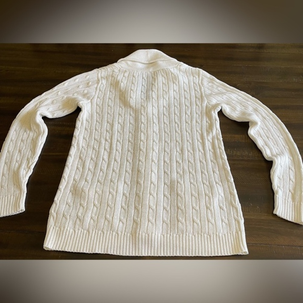 Ralph Lauren Black Label White Metallic Cable Knit Cardigan size Medium - Picture 12 of 13